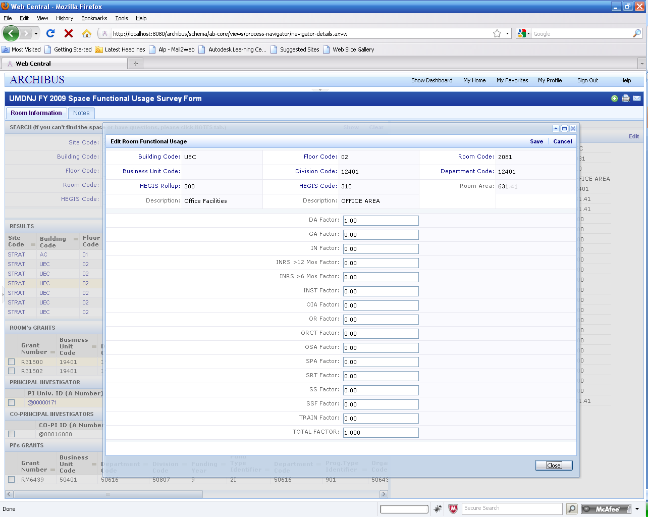 Indirect Cost Recovery in Archibus