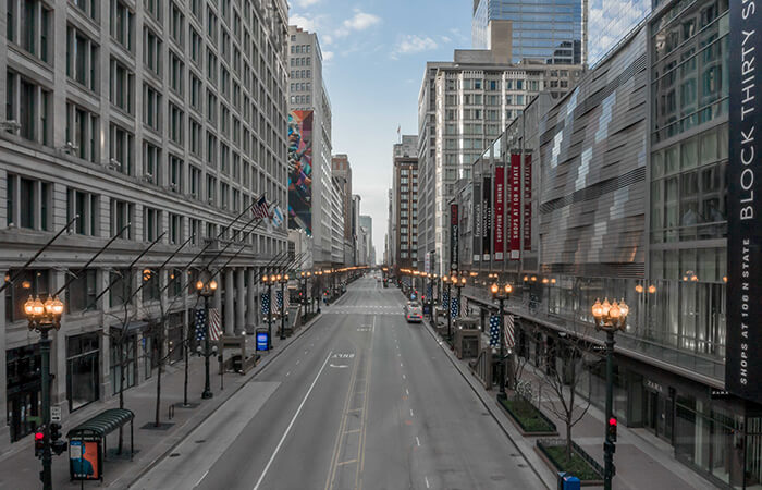 coronavirus city planning chicago state street during pandemic