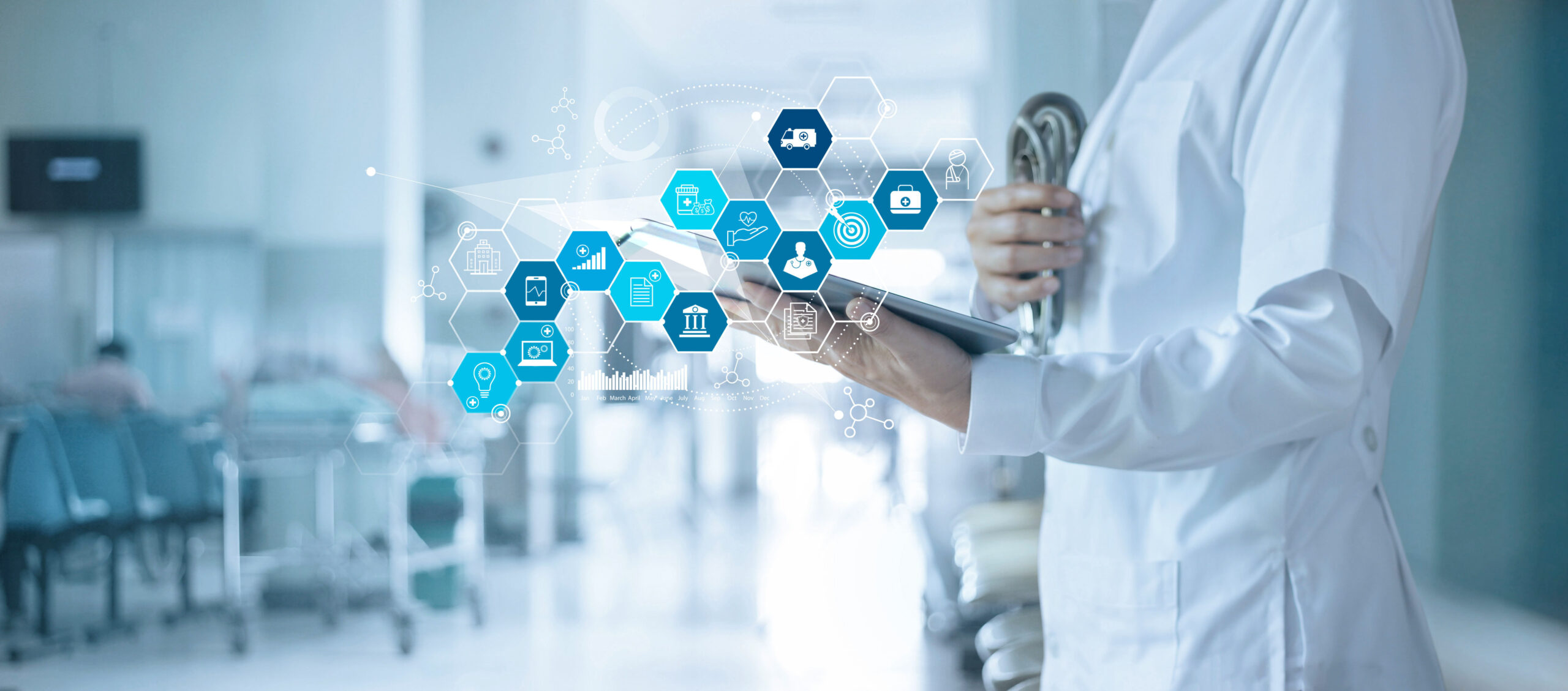 Healthcare business and Medical examination, Doctor use tablet a